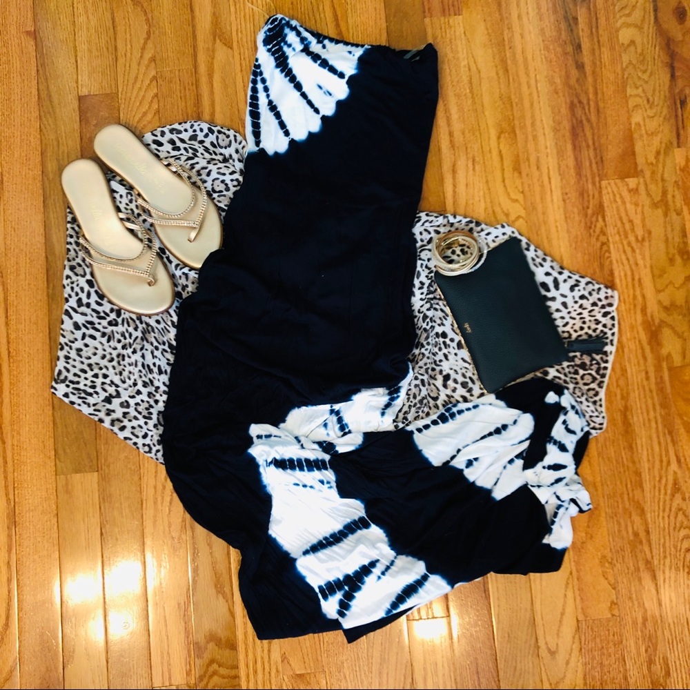 Navy & White Tie-Dye Maxi Dress